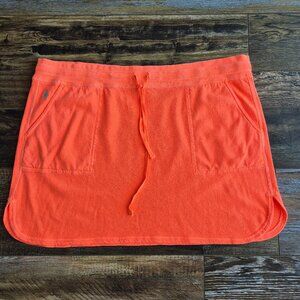 Polo Ralph Lauren Pony Terry Knit Beach Mini Skirt Pocket Cotton Orange